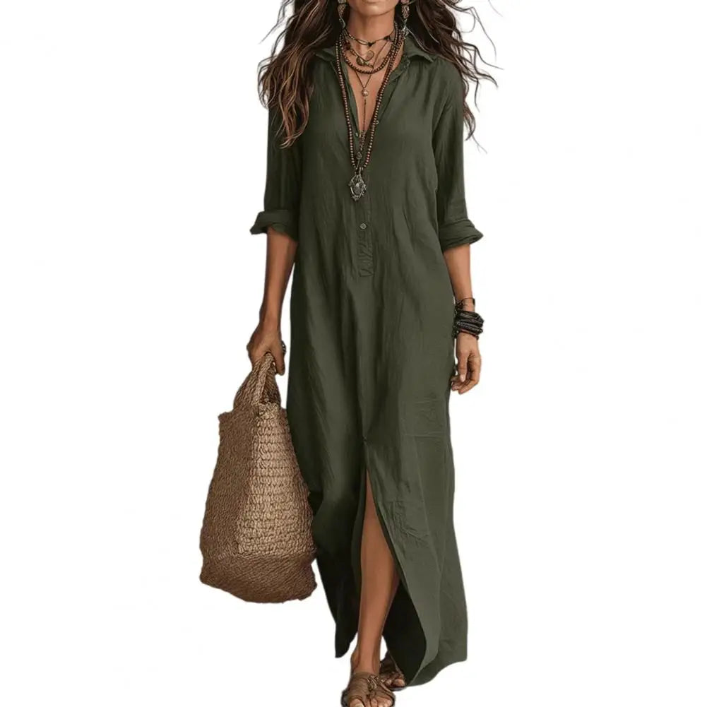 Vestido Largo Casual con Solapa